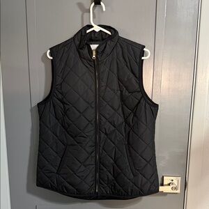 Old Navy Black Quilted Vest with Gold Accents